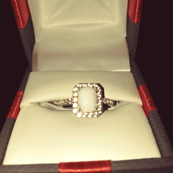 Opal and sapphire ring in sterling silver - Picture 1 of 7